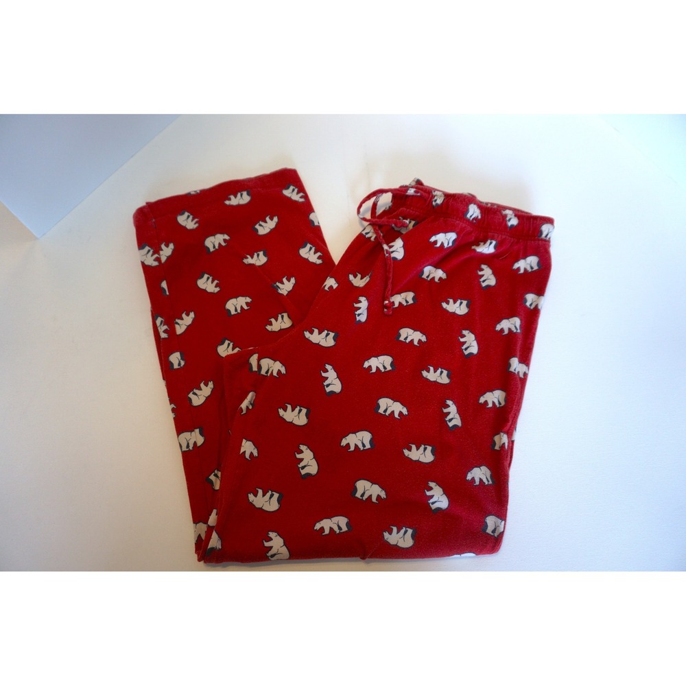 Nautica Mens XL Red Polar Bear Print Cotton Pajama Pants Lounge Bottoms
